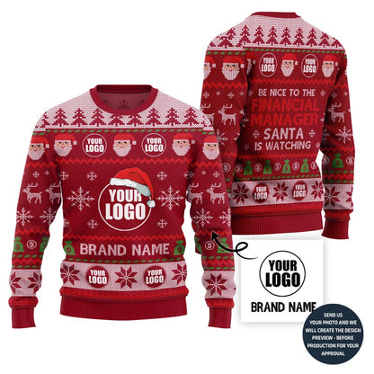 Custom Logo Ugly Christmas Sweater Vibrant Financial Company