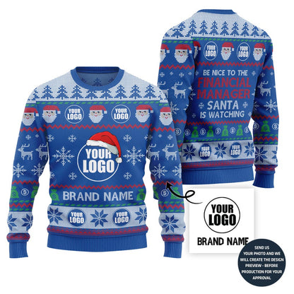 Custom Logo Ugly Christmas Sweater Vibrant Financial Company