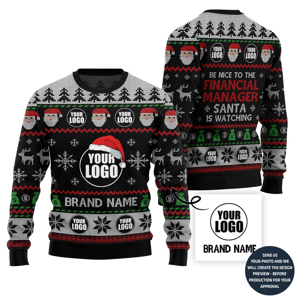 Custom Logo Ugly Christmas Sweater Vibrant Financial Company