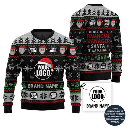Custom Logo Ugly Christmas Sweater Vibrant Financial Company