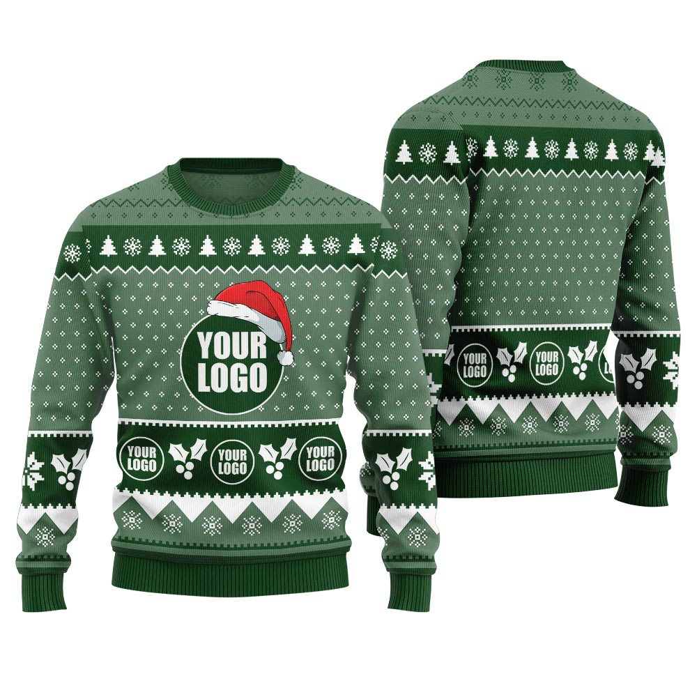 Custom Logo Ugly Sweater For Company Forest Green