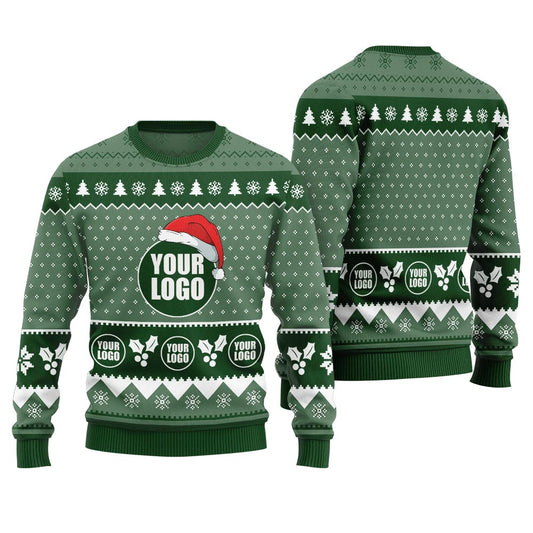 Custom Logo Ugly Sweater For Company Forest Green