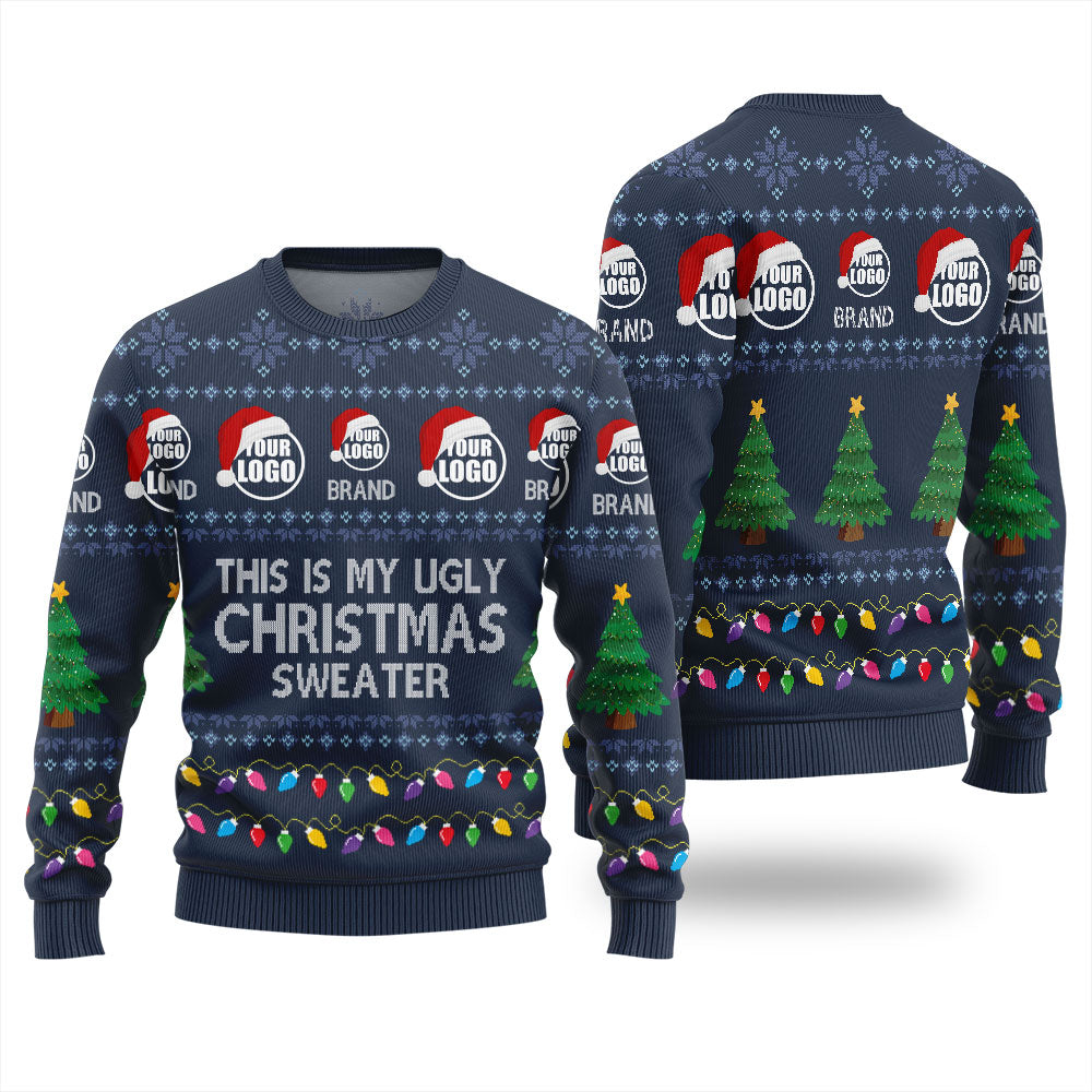 Custom Logo Ugly Sweater Navy