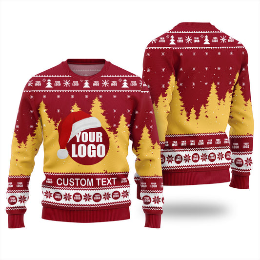 Custom Logo With Santa Hat Christmas Ugly Sweater