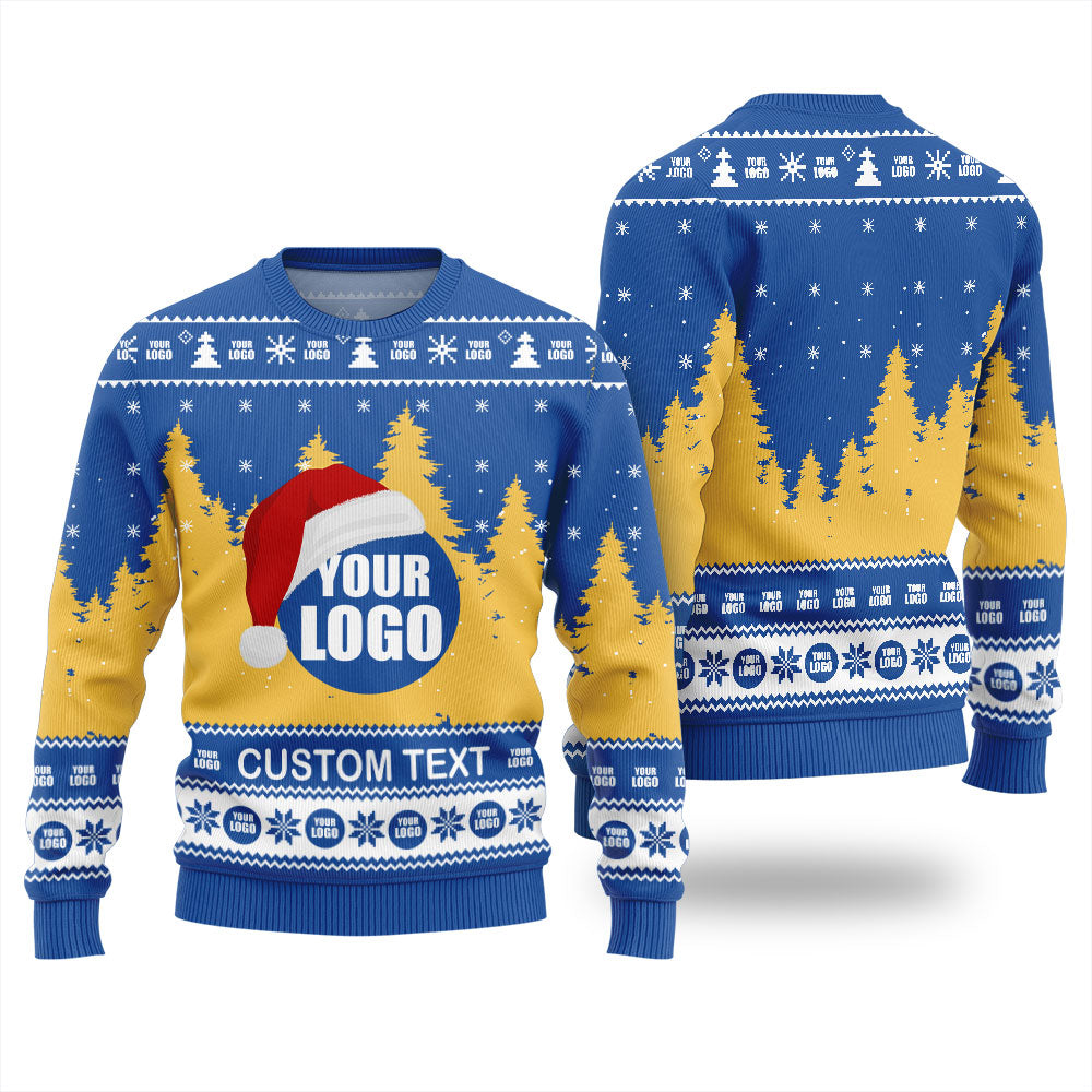 Custom Logo With Santa Hat Christmas Ugly Sweater
