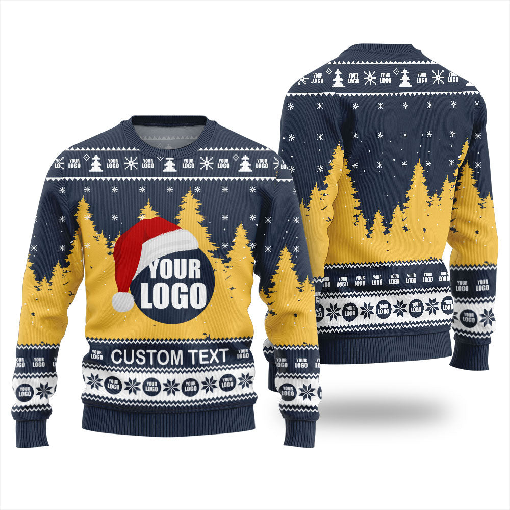 Custom Logo With Santa Hat Christmas Ugly Sweater