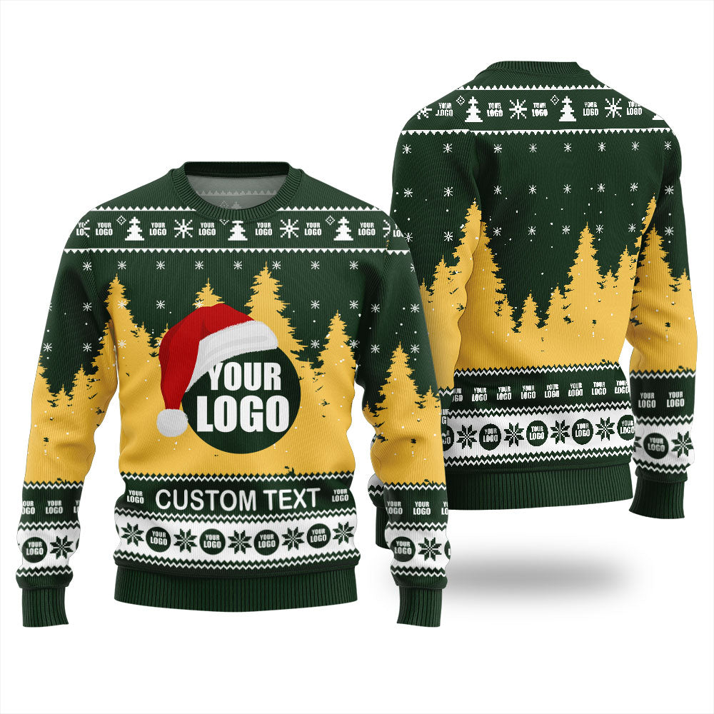 Custom Logo With Santa Hat Christmas Ugly Sweater