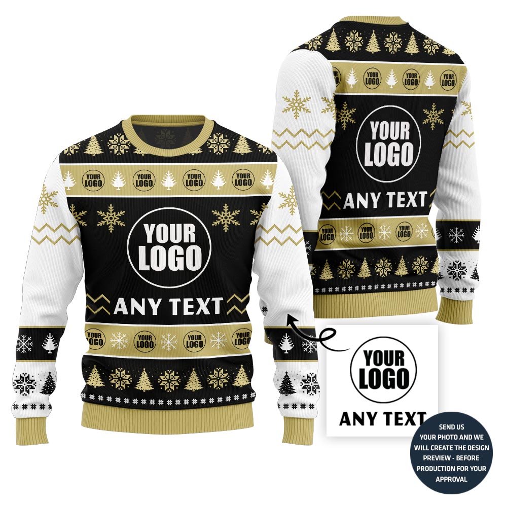 Custom Logo With Text Ugly Christmas Sweater For Company