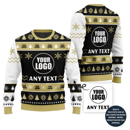 Custom Logo With Text Ugly Christmas Sweater For Company