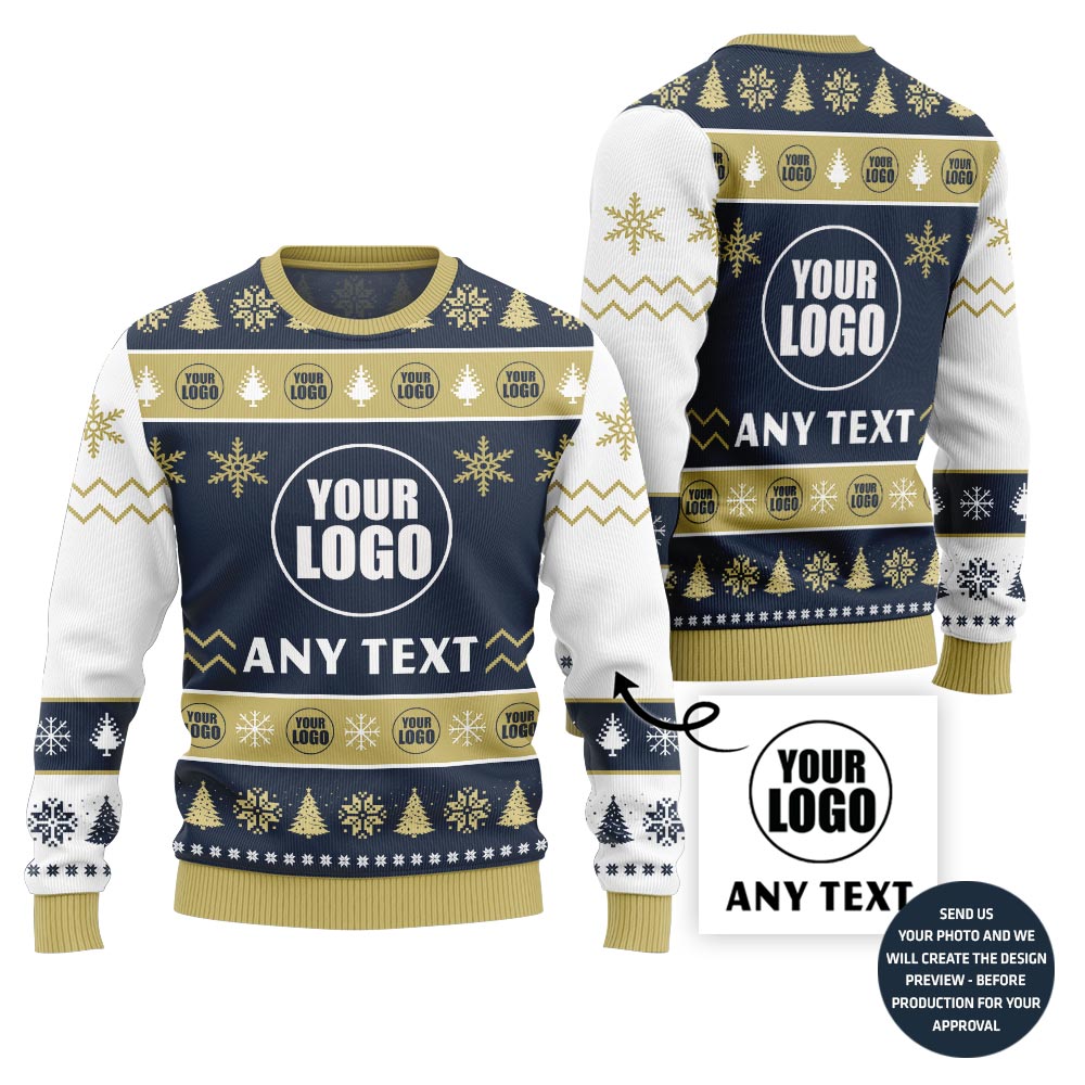 Custom Logo With Text Ugly Christmas Sweater For Company