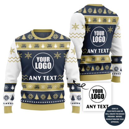 Custom Logo With Text Ugly Christmas Sweater For Company