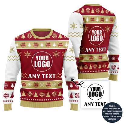 Custom Logo With Text Ugly Christmas Sweater For Company