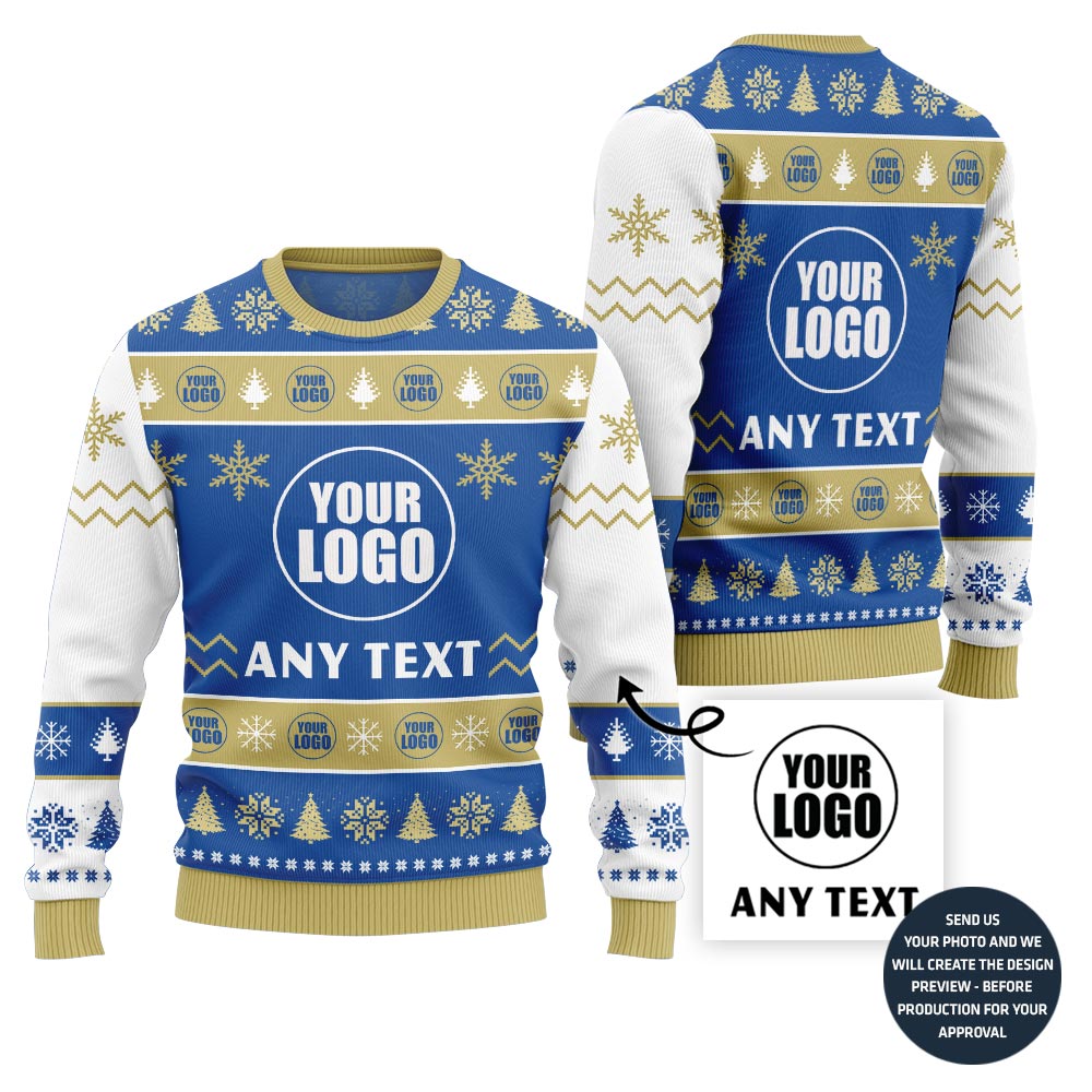Custom Logo With Text Ugly Christmas Sweater For Company