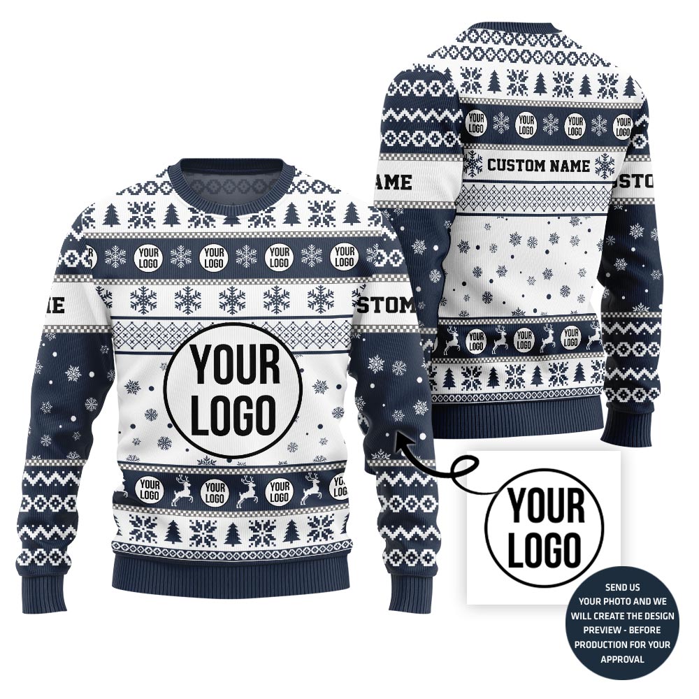 Custom Logo Xmas Holiday Sweater For Company