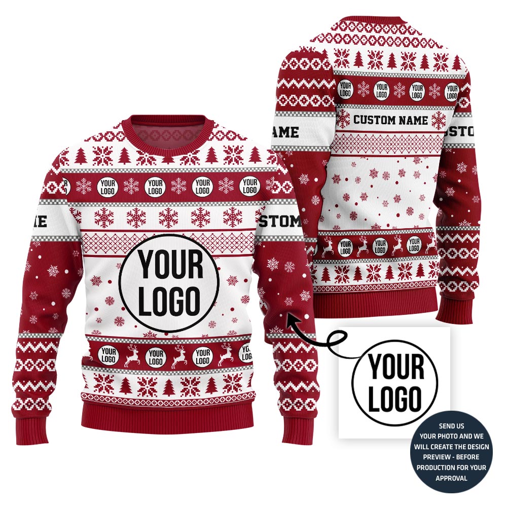 Custom Logo Xmas Holiday Sweater For Company