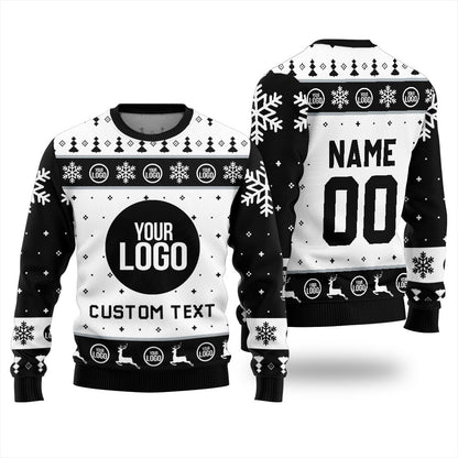 Custom Logo and Your Text Funny Ugly Christmas Sweater