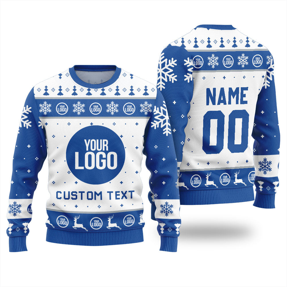 Custom Logo and Your Text Funny Ugly Christmas Sweater