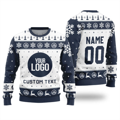 Custom Logo and Your Text Funny Ugly Christmas Sweater