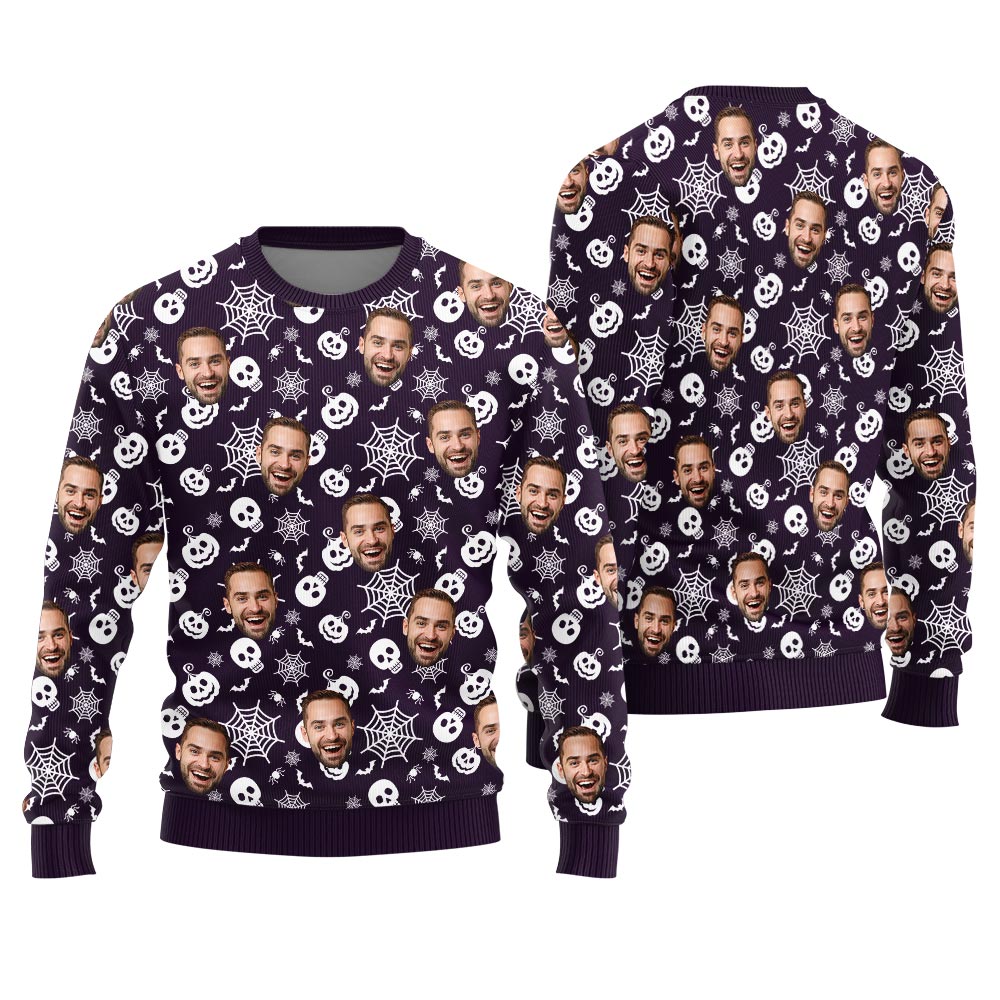 Custom Many Faces Halloween Ugly Christmas Sweater