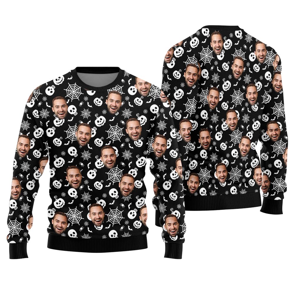 Custom Many Faces Halloween Ugly Christmas Sweater