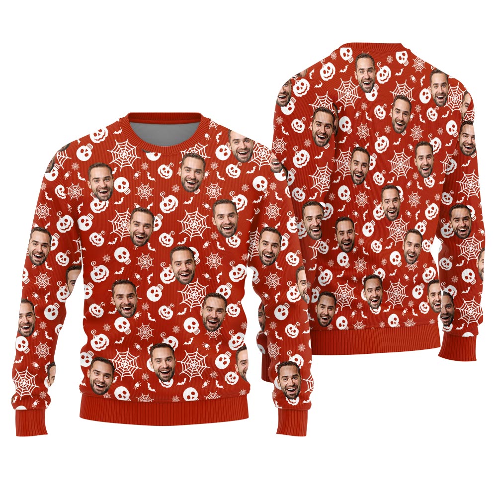 Custom Many Faces Halloween Ugly Christmas Sweater