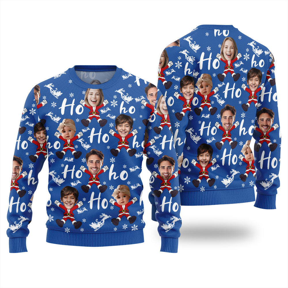 Custom Many Faces Ugly Christmas Sweater Women