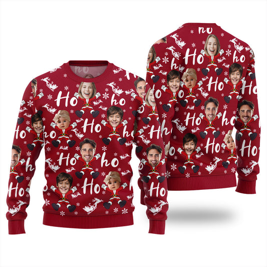 Custom Many Faces Ugly Christmas Sweater Women