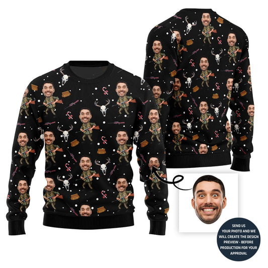 Custom Men Faces Hunting Ugly Christmas Sweater