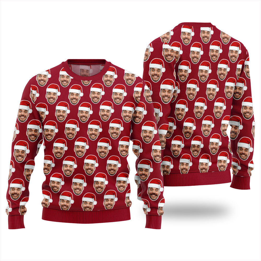Custom Multiple Faces Christmas Sweater For Men