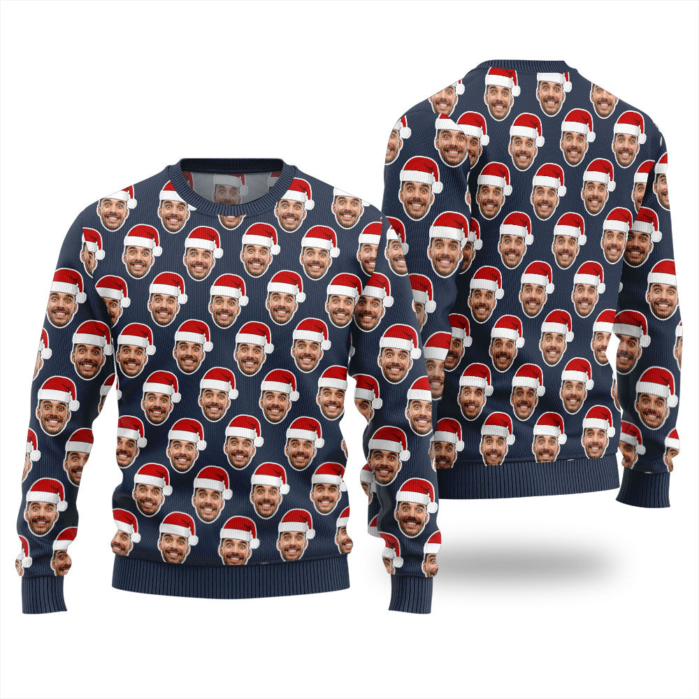 Custom Multiple Faces Christmas Sweater For Men