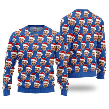 Custom Multiple Faces Christmas Sweater For Men