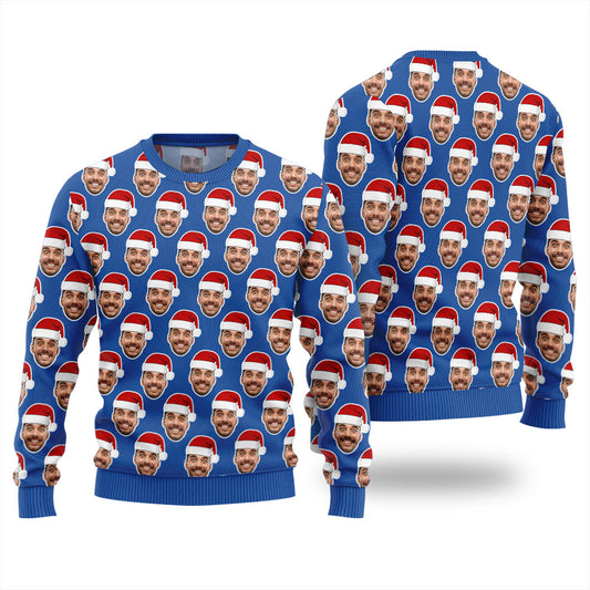 Custom Multiple Faces Christmas Sweater For Men