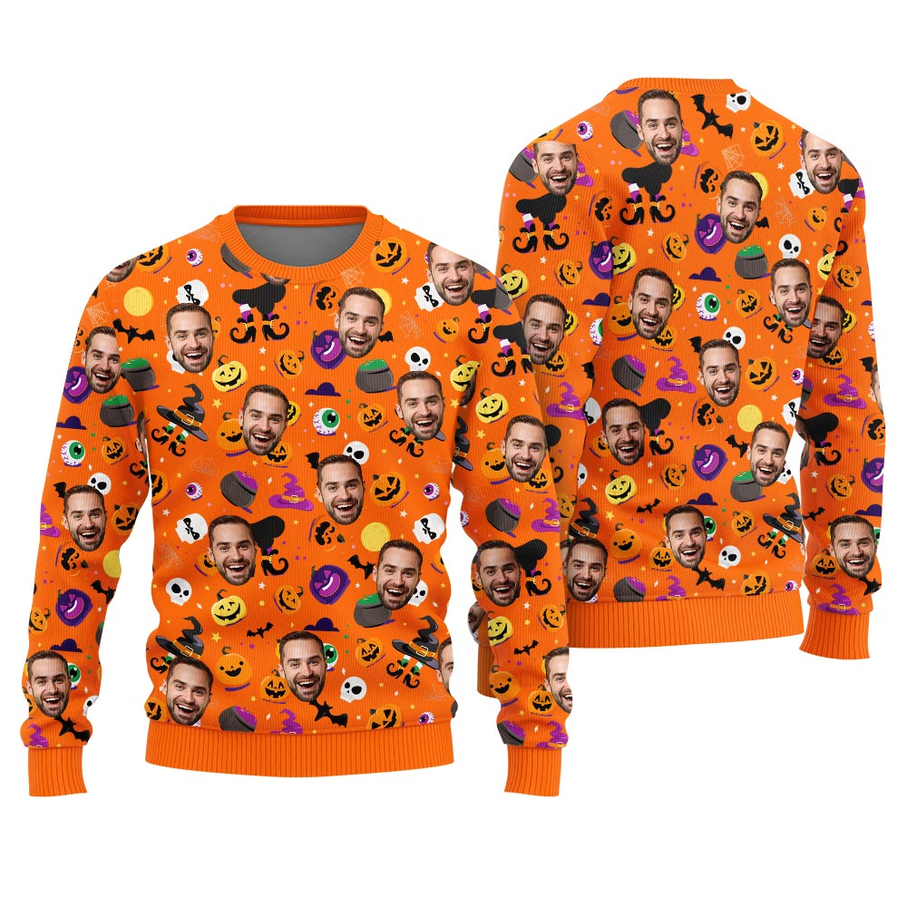 Funny Custom Multiple Faces Halloween Christmas Sweater