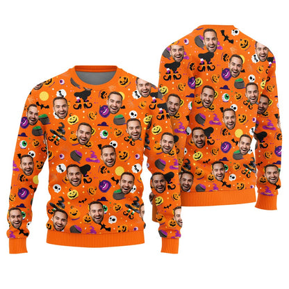 Funny Custom Multiple Faces Halloween Christmas Sweater