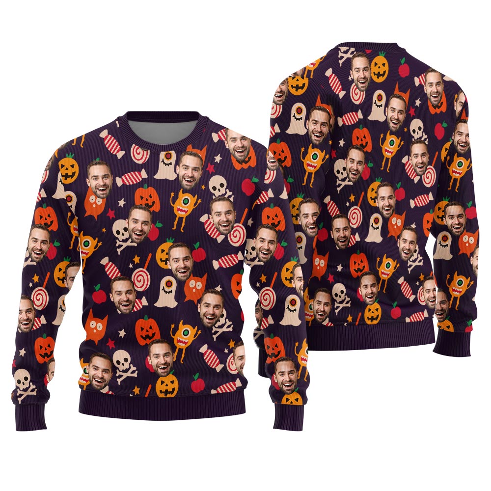 Unique Custom Multiple Faces Halloween Sweater
