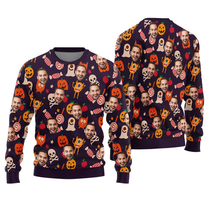 Unique Custom Multiple Faces Halloween Sweater