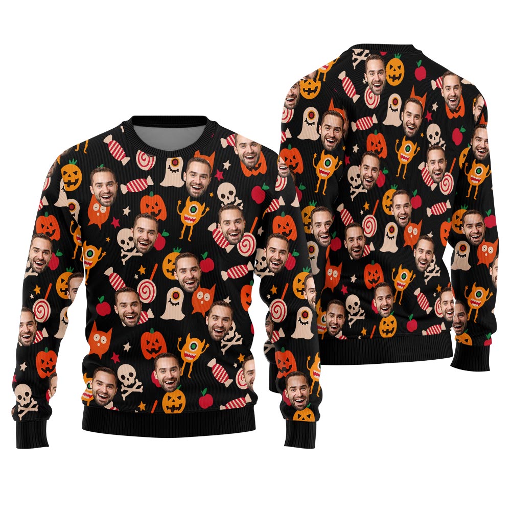 Unique Custom Multiple Faces Halloween Sweater