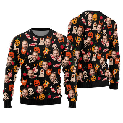 Unique Custom Multiple Faces Halloween Sweater