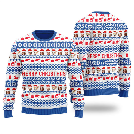 Custom Multiple Faces Men's Ugly Sweater