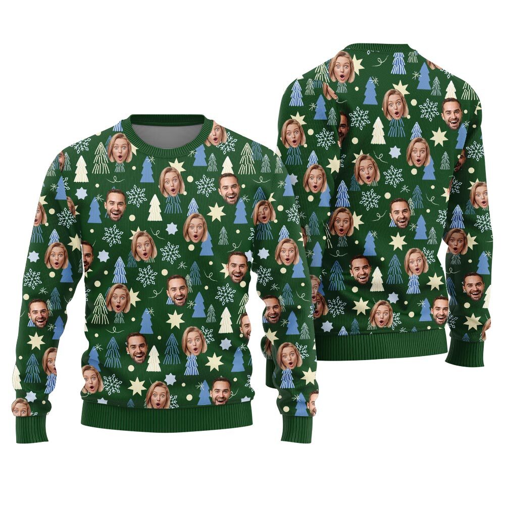 Custom Multiple Faces Ugly Christmas Sweater Mens