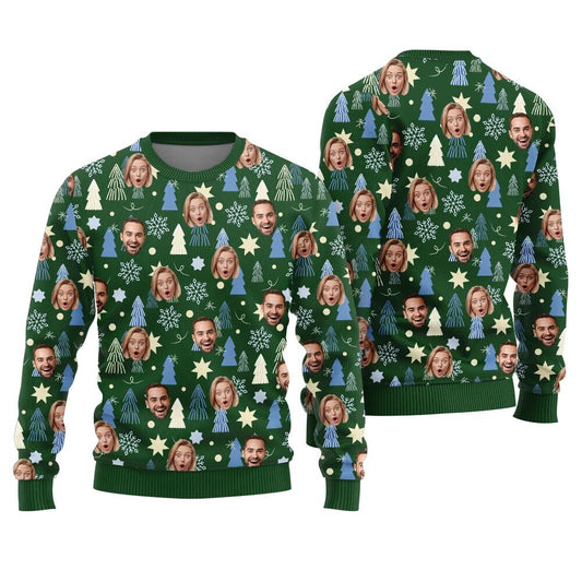 Custom Multiple Faces Ugly Christmas Sweater Mens