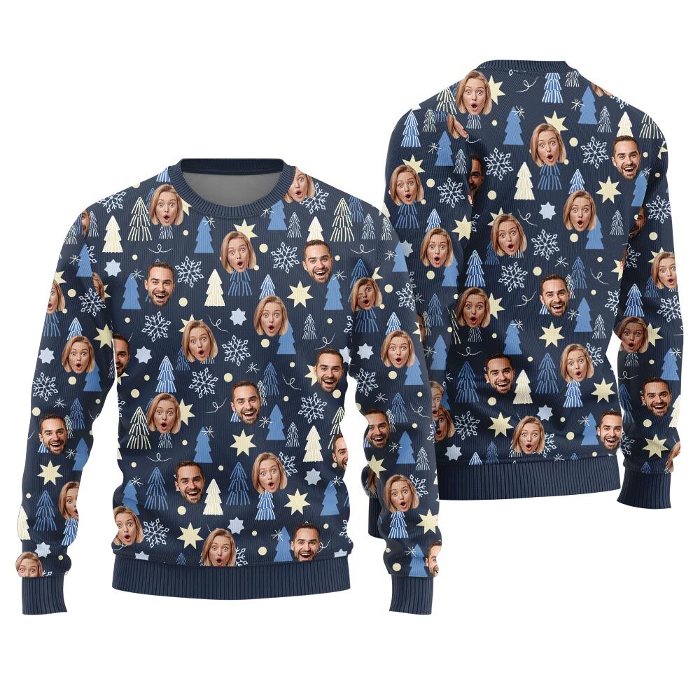 Custom Multiple Faces Ugly Christmas Sweater Mens