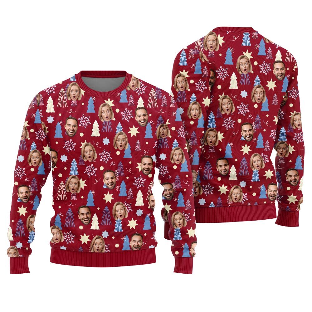 Custom Multiple Faces Ugly Christmas Sweater Mens