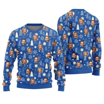 Custom Multiple Faces Ugly Christmas Sweater Mens