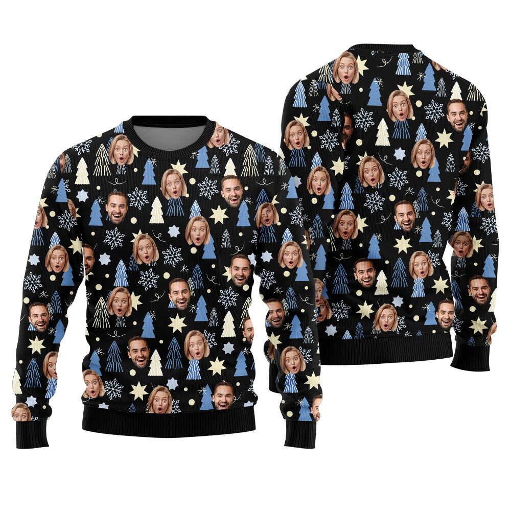 Custom Multiple Faces Ugly Christmas Sweater Mens