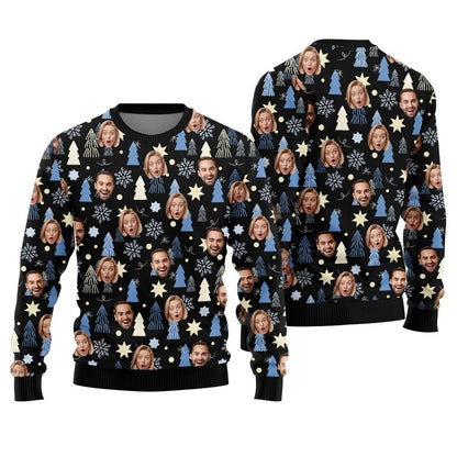 Custom Multiple Faces Ugly Christmas Sweater Mens