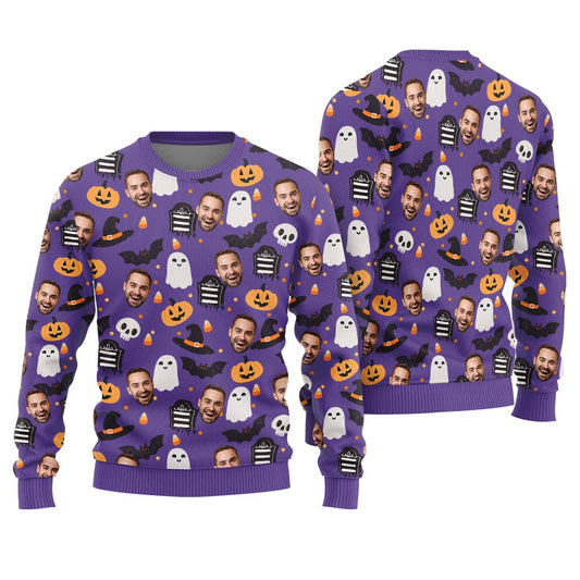 Custom Multiple Faces Ugly Halloween Sweater