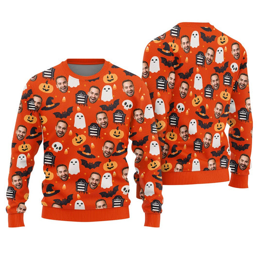 Custom Multiple Faces Ugly Halloween Sweater