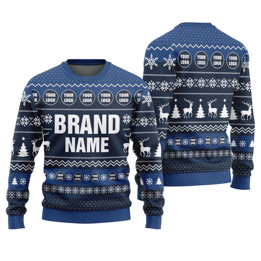 Custom Name And Logo For Your Brand Ugly Sweater Navy