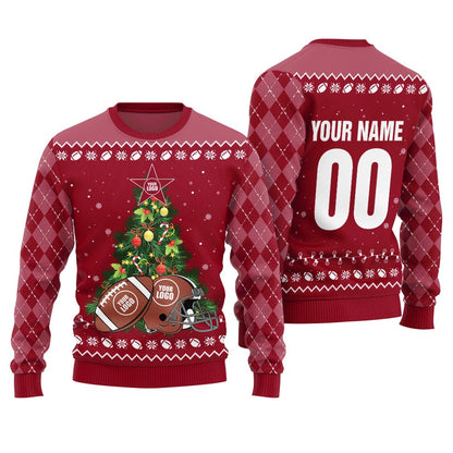 Custom Logo Name For Football Team Xmas Sweater Women